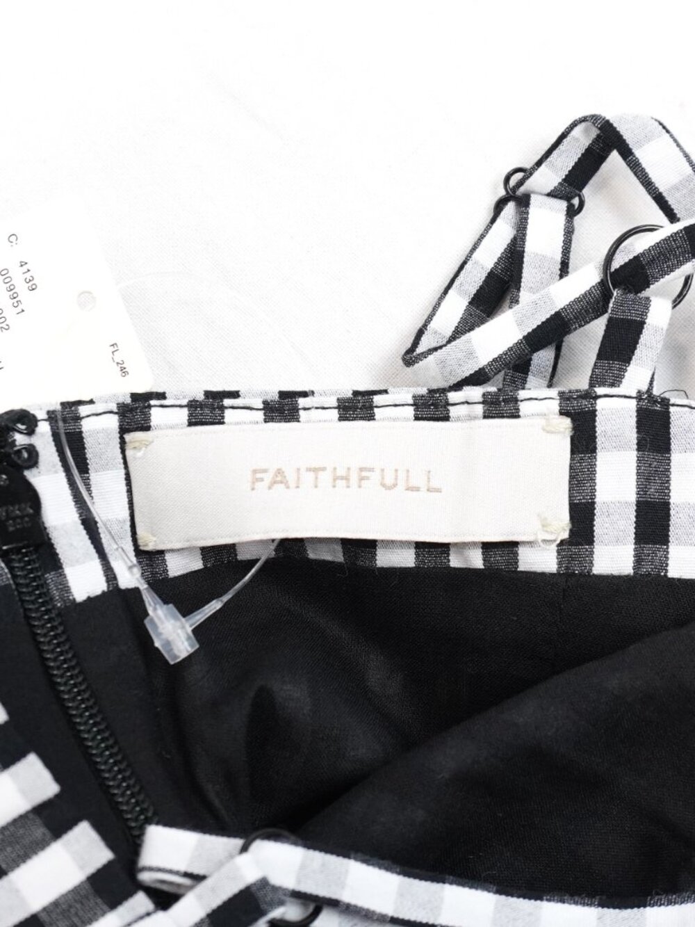 Faithfull The Brand Chiara Midi Dress In Black/White Gingham Women's Size 4 NWT - Picture 5 of 10